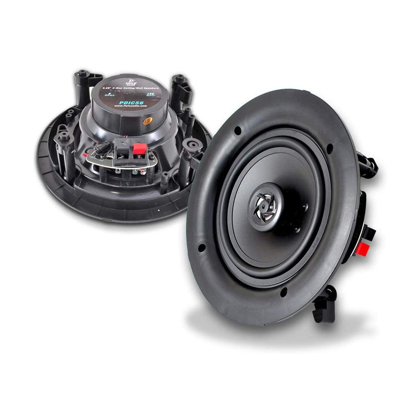Pyle 5.25'' In-Wall/In-Ceiling Dual Speakers (Pair) - 2-Way Woofer Speaker System 1/2” Polymer Tweeter Flush Mount w/ 80Hz - 20kHz Frequency Response