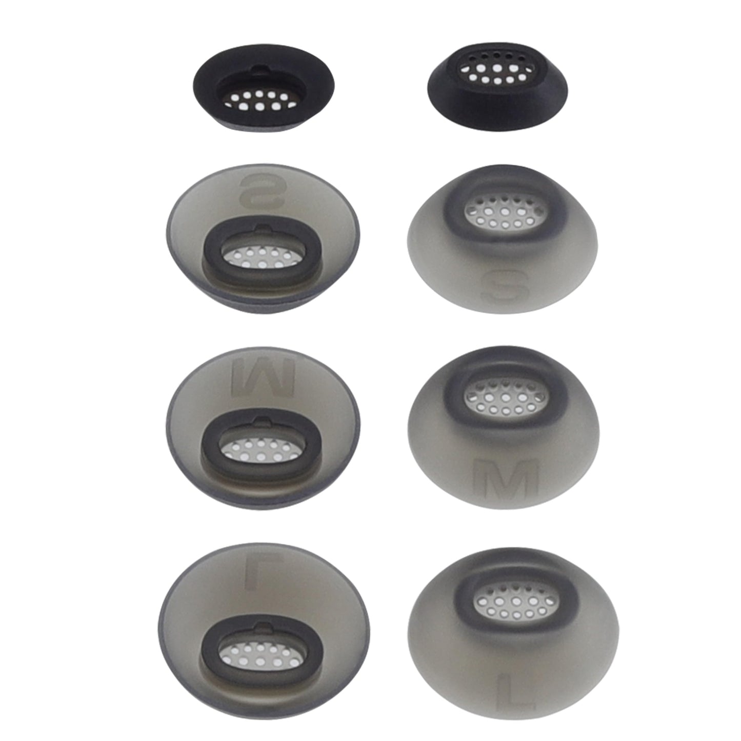XMTYAN Replacement Ear Tips Compatible with JBL Tune Flex 2, Soft Silicone Eartips with Portable Storage Box (4, Black, XS/S/M/L)