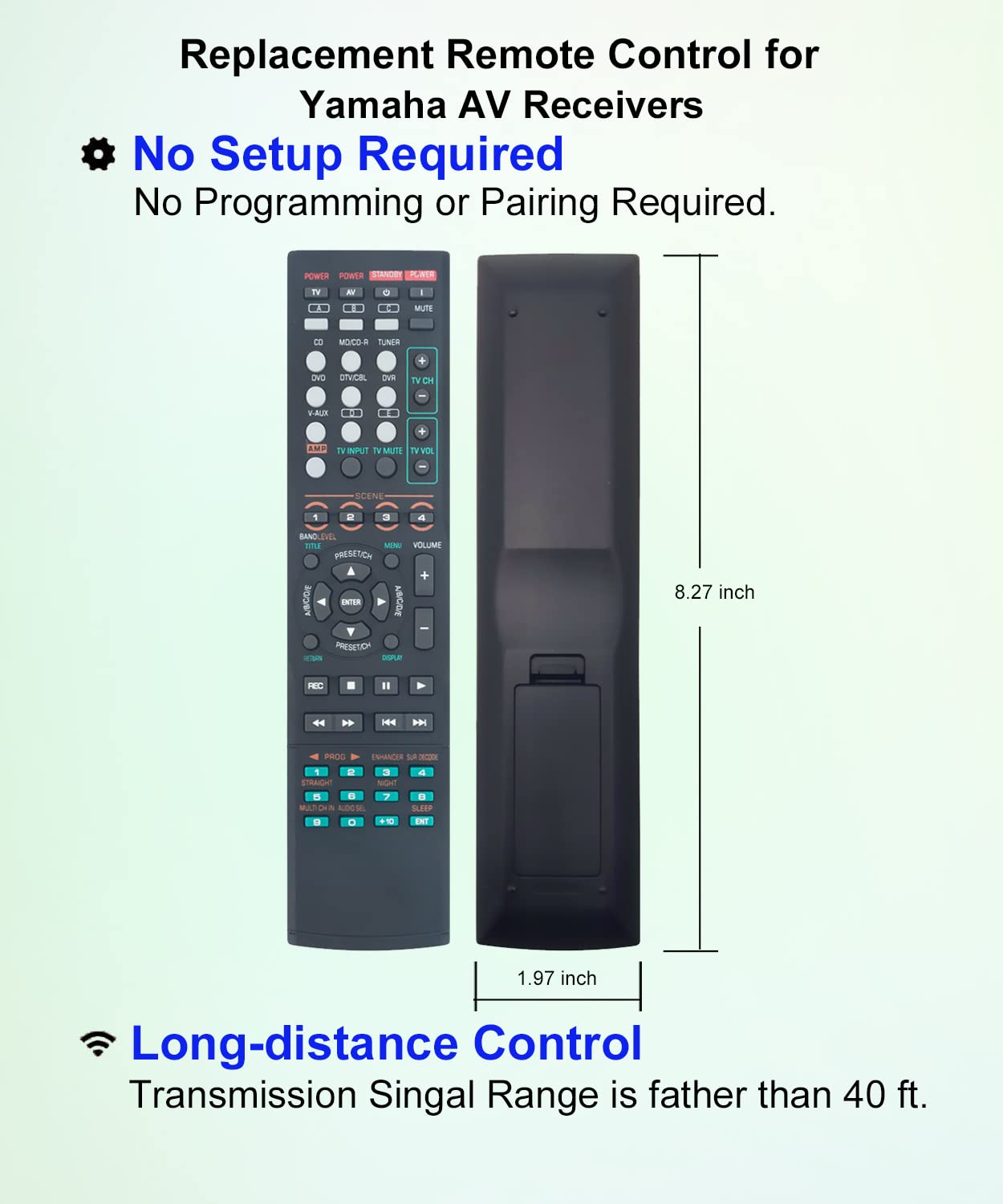 JISOWA Replacement Remote Control Universal for Yamaha RX-V363 RAV283 RAV284 WN05810 RX-V365 RAV280 WN05780 RX-V463 RAV285 WN05830 RX-V563 RX-V663