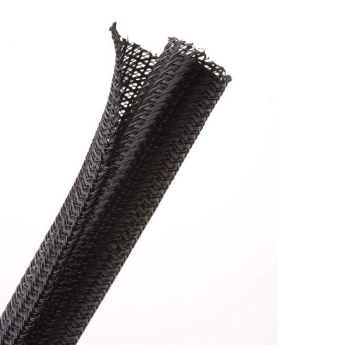 Hellermann Tyton 170-03024 Split Wrap Braided Sleeve, 0.50" ID, PET, Black, 75ft Reel