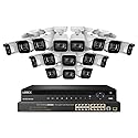 Lorex NC4K8-3216WB 32 Channel 4K Surveillance System with N882A38B 8TB 4K Fusion NVR, 16 Port ACCLPS263B POE Switch and 16 E841CA-E 8MP White Bullet