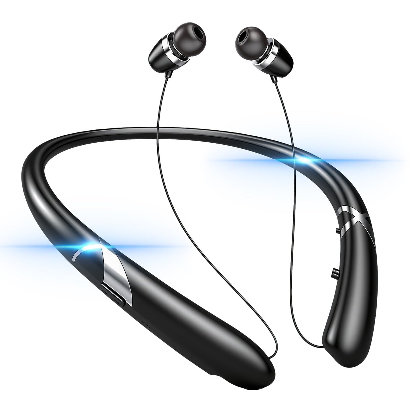 Finpola Neckband Bluetooth Headphones,Retractable Headphone with IPX5 Sweatproof & Vibration Calls for Running, Gym, and Sweat-Proof Workouts