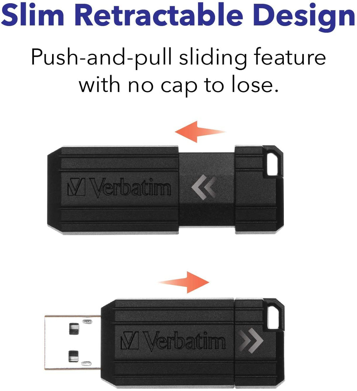 Verbatim 49062 Pinstripe USB Flash Drive, 8GB, Black