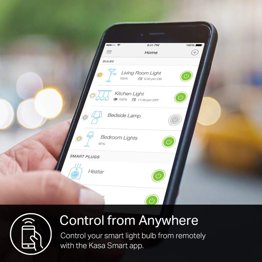 Kasa Smart Light Bulbs that works with Alexa and Google Home, Dimmable Smart LED Bulb, A19, 9W, 800Lumens, Soft White(2700K), CRI?90, WiFi 2.4Ghz