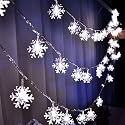 WesGen Christmas Lights?Snowflake String Lights Battery Operated Waterproof 20ft, 40 LED Fairy Lights for Xmas Garden Patio Bedroom Party Decor