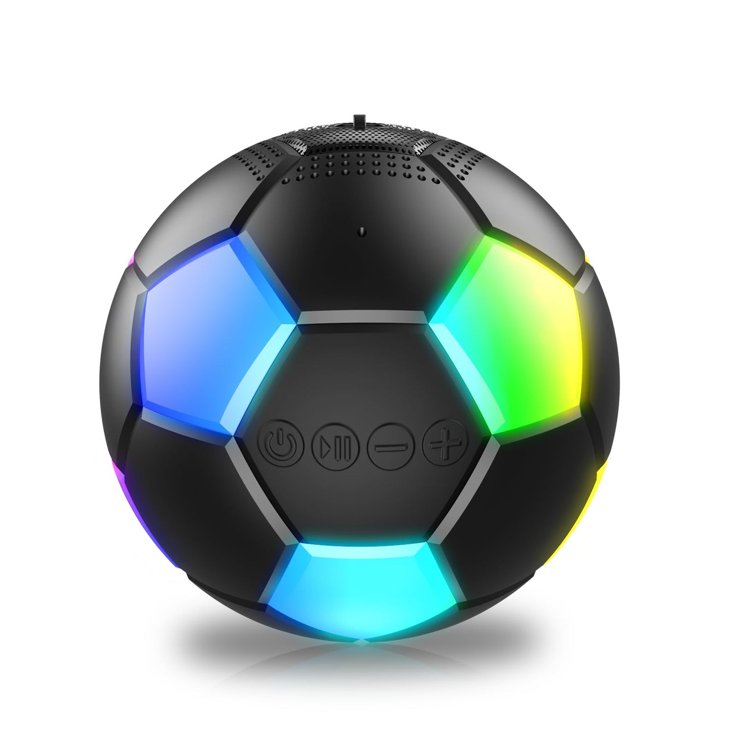RZLCCL Soccer Ball Shaped Speaker, Portable Wireless Speaker with LED Light, IPX6 Waterproof, 5W Stereo, TWS Pairing, Suitable for Outdoor Travel