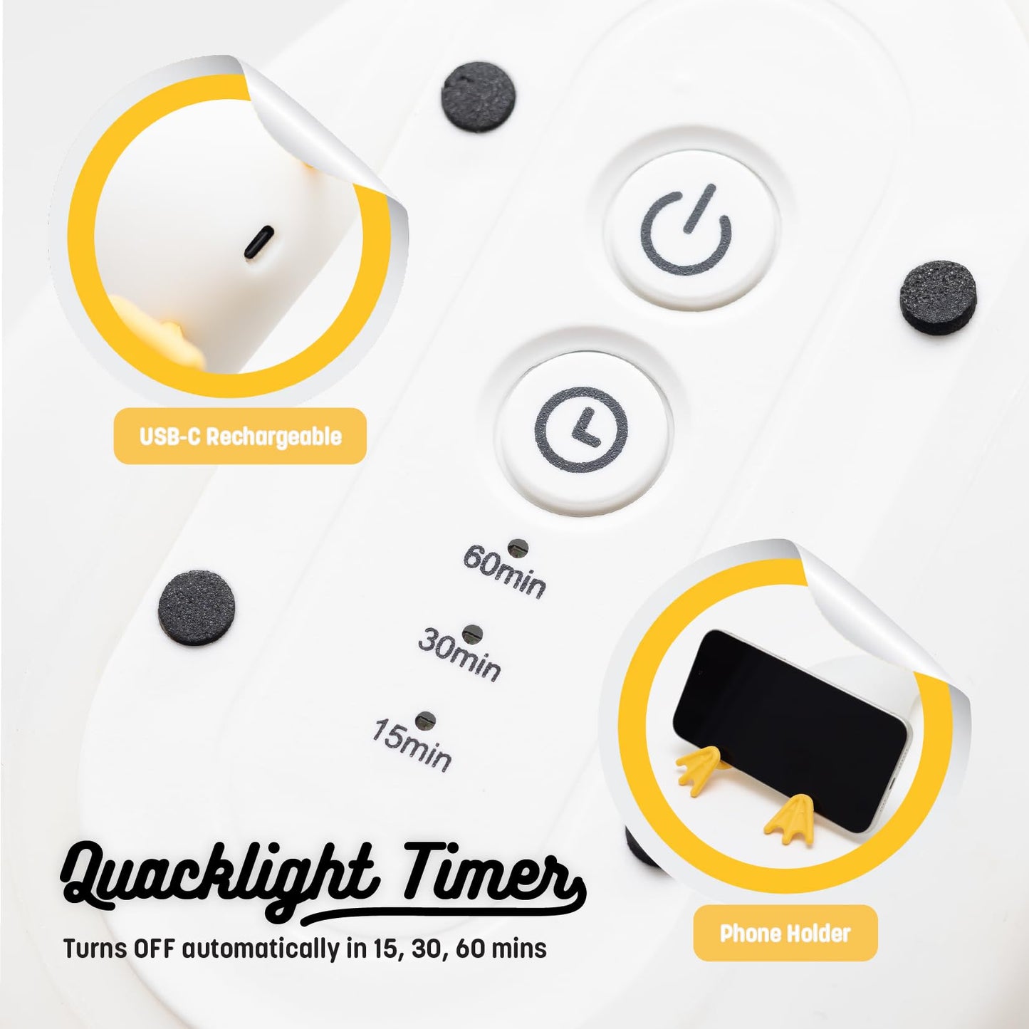 Wonderlit Kawaii Squishy Duck Lamp - Cute Duck Night Light for Kids Room, Color Changing Silicone Touch Lamp, USB Rechargeable Bedside Ambient Light