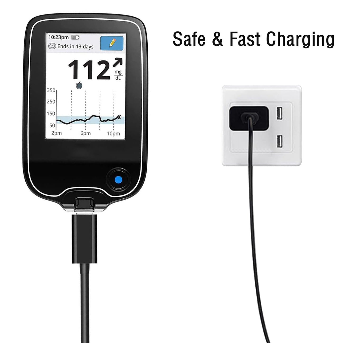 Fast Charger Charging Cable Cord for Freestyle Libre Reader, Freestyle Libre Reader 2, Libre 3, Libre 14 Day, Dexcom G6 Receiver, Dexcom G7, G5, G4