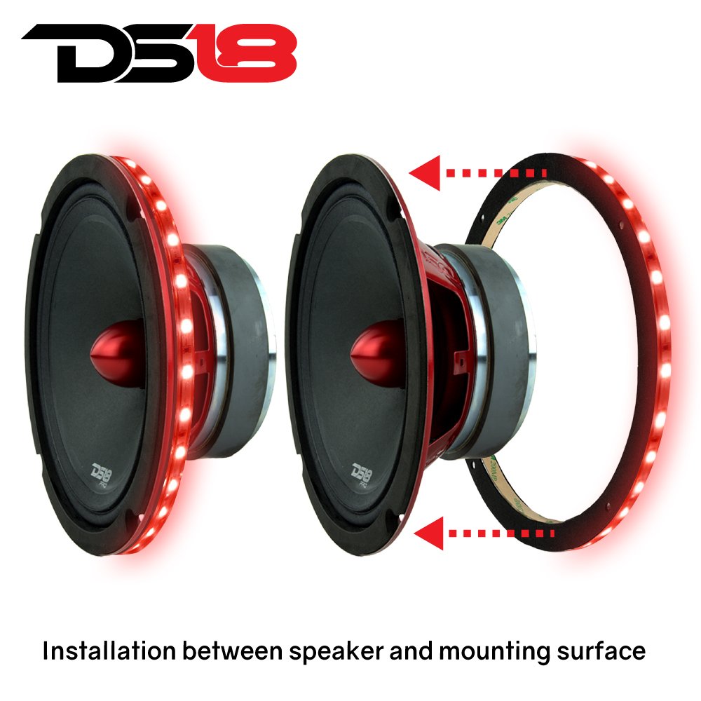 DS18 LRING8 Speaker Grill Ring - Fits 8” Speaker, RGB LED Lighting, Acrylic Ring, Marine Watertight Seal, Compatible with RGB Remote Module - One Ring