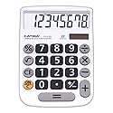 CATIGA Desktop Calculator 8 Digit with Solar Power and Easy to Read LCD Display, Big Buttons, for Home, Office, School, Class and Business, 4 Function