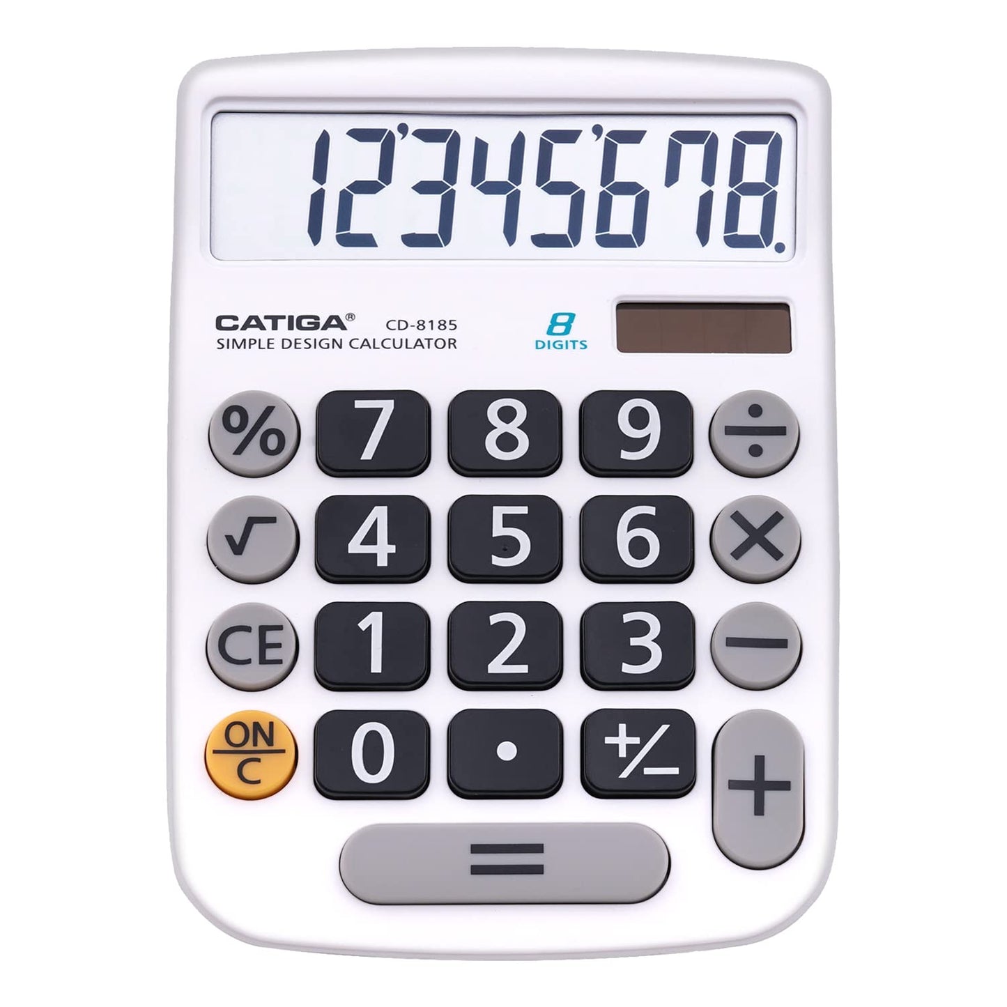 CATIGA Desktop Calculator 8 Digit with Solar Power and Easy to Read LCD Display, Big Buttons, for Home, Office, School, Class and Business, 4 Function