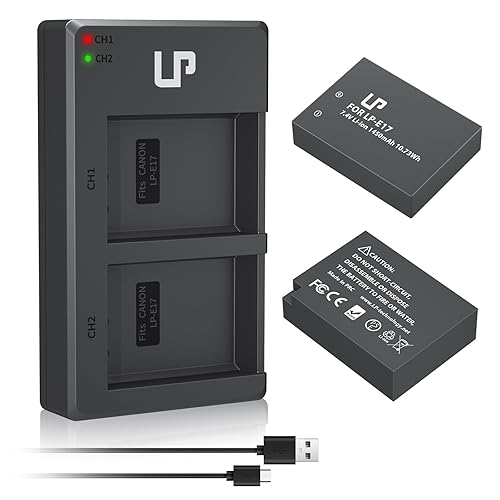 LP LP-E17 Battery Charger Pack, Compatible with Canon EOS R8, R10, R50, RP, Rebel T6i, T7i, T8i, T6s, SL2, SL3, EOS 77D, 200D, 750D, 760D, 800D
