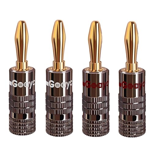 Goaycer Banana Plugs for Speaker Wire ?24K Gold Plated Speaker Banana Plugs (2 Pairs/4 pcs)