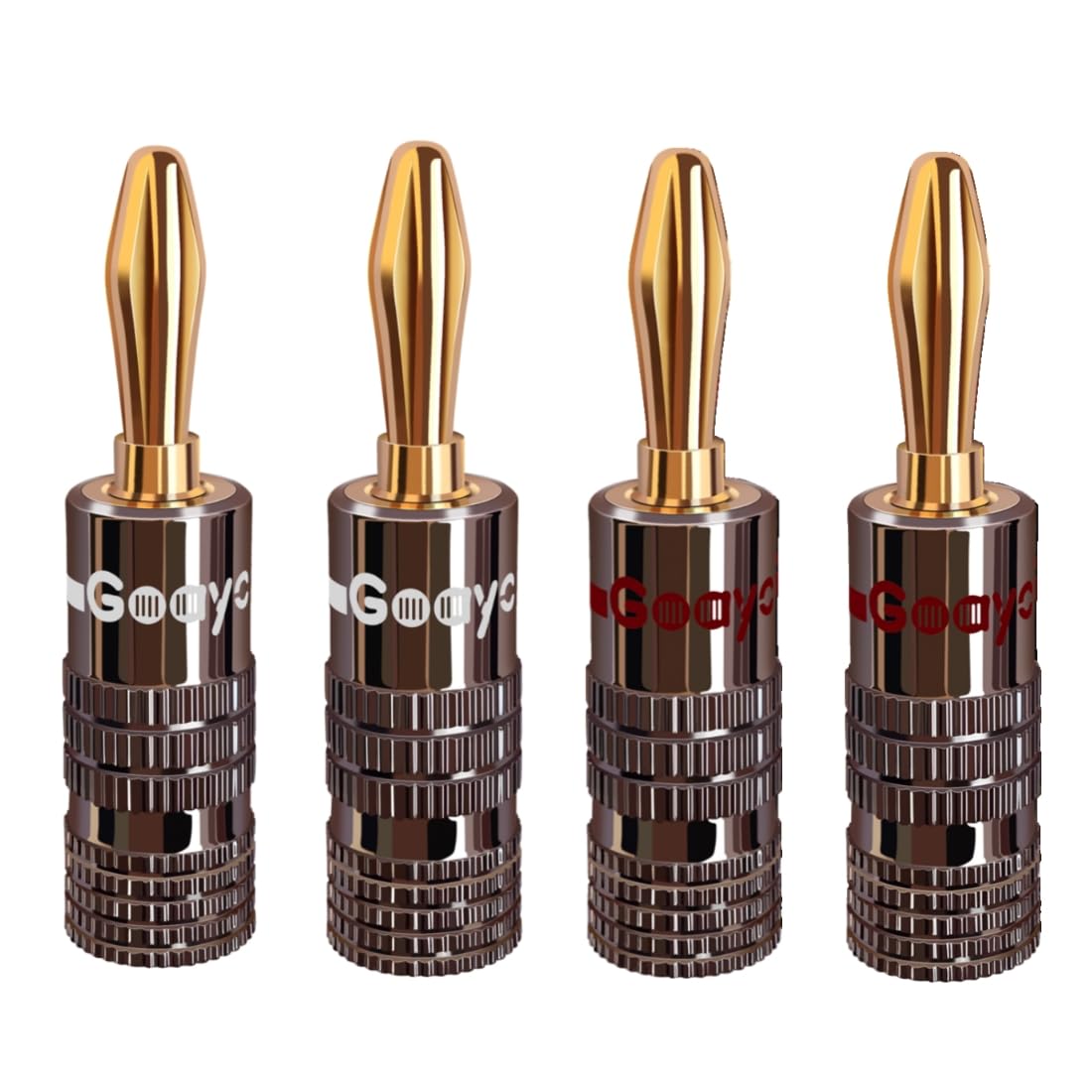 Goaycer Banana Plugs for Speaker Wire ?24K Gold Plated Speaker Banana Plugs (2 Pairs/4 pcs)