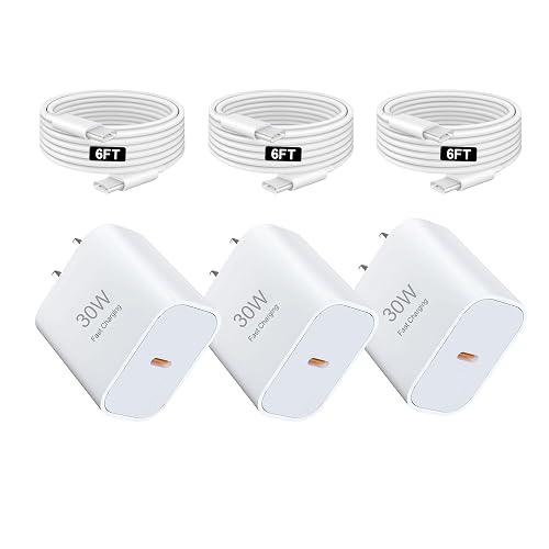 i Phone 17 Charger, 30W USB C Charger, 3Pack Type C Fast Wall Charge Power Adapter with 6FT USB-C to C Cable for i Phone 17 Pro Max/17
