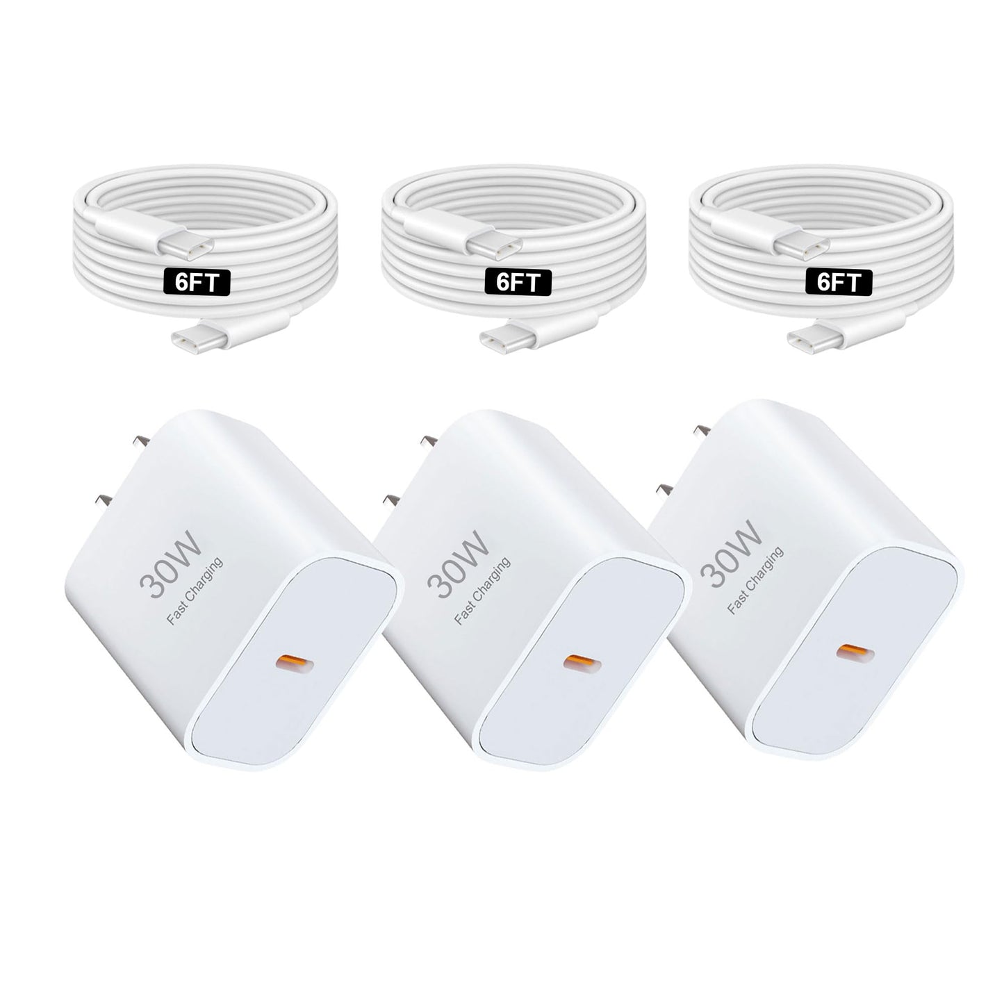 i Phone 17 Charger, 30W USB C Charger, 3Pack Type C Fast Wall Charge Power Adapter with 6FT USB-C to C Cable for i Phone 17 Pro Max/17
