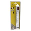 Stanley PowerMax 6-Outlet Power Strip with USB- 30024; 3 ft Heavy Duty Extension Cord, White