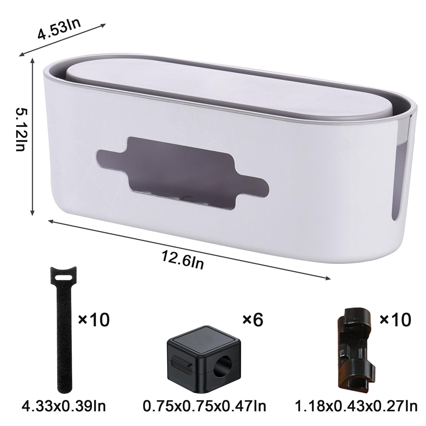 Cable Management Box?with 26PCS Cable Management Kit?Cord Organizer to Hide Cords and Power Strips?Under Desk Cable Management?Safe ABS Material?for