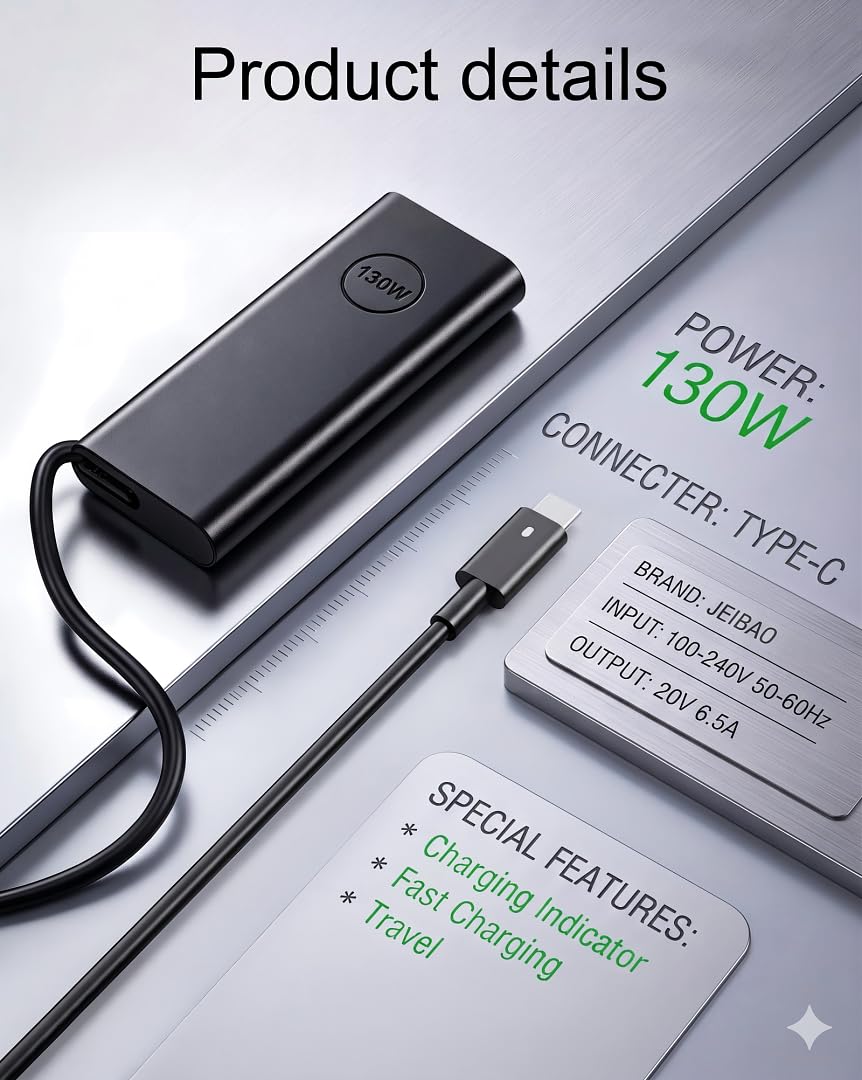 130W USB C Laptop Charger Compatible with Dell XPS 15 17 9575 9500 9510 9520 9530 9700 9710 9720 9730 Precision 5530 5550 5560 5570 5750 5760 5770