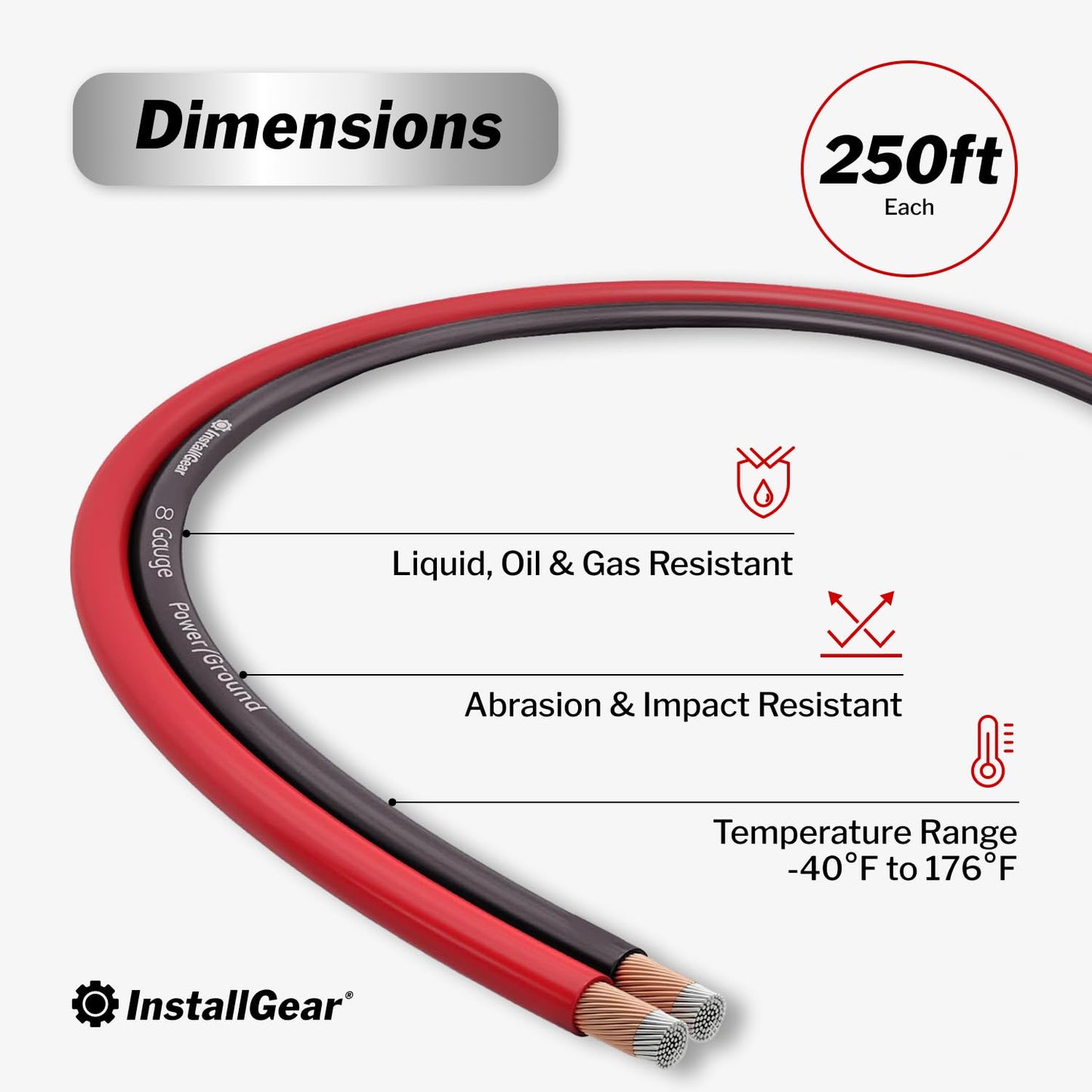 InstallGear 16 Gauge 250ft Speaker Wire - Oxygen-Free Copper Wire for Car Audio, Home Theater, Stereo, and Surround Sound Systems - Durable and Easy