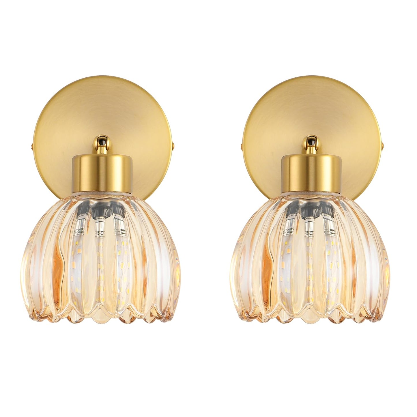 KENMI Wall Sconces Vintage Fixture Light, Vanity Lights for Bathroom, Modern Wall Light Fixtures, Metal Sconces Wall Lighting with Glass Shade