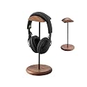 muso wood Walnut Wood & Aluminum Headset Stand, Desktop Headphone Stand, Headset Holder with Anti-slip Pad, Headphone Holder with Storage Base