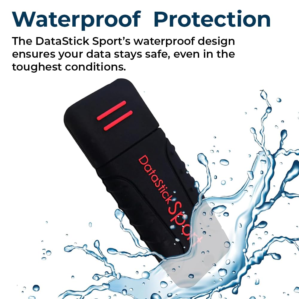 Water Resistant 16GB DataStick Sport by Centon, 5 Pack, USB 2.0 Flash Drive Memory Stick for Storage and Backup
