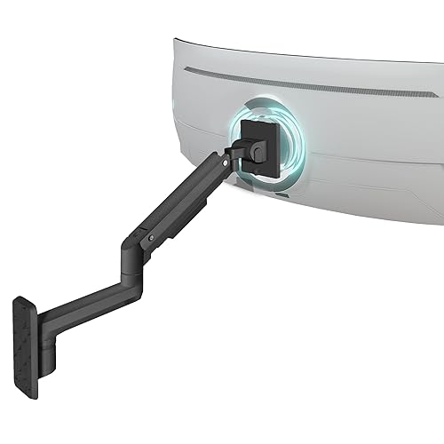 Mount?It! Heavy?Duty Wall Mount Arm for 49? Curved & Ultrawide Monitors, Gas?Spring Full Motion, 23.5? Reach, 44 lb Capacity, VESA 75/100, Single?Stud