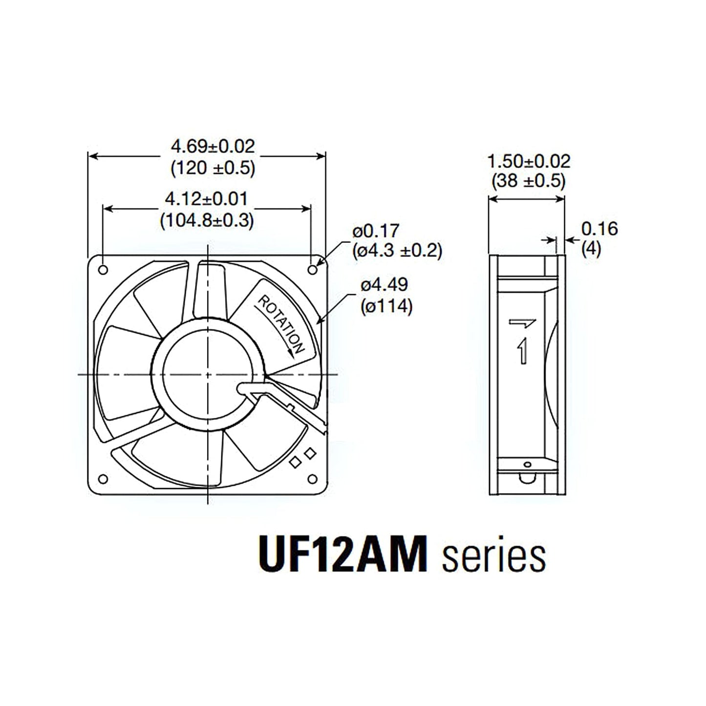 Mechatronics 120x120x38mm 230 Volts High Temp Fan UF12AM23-BTHR-F832