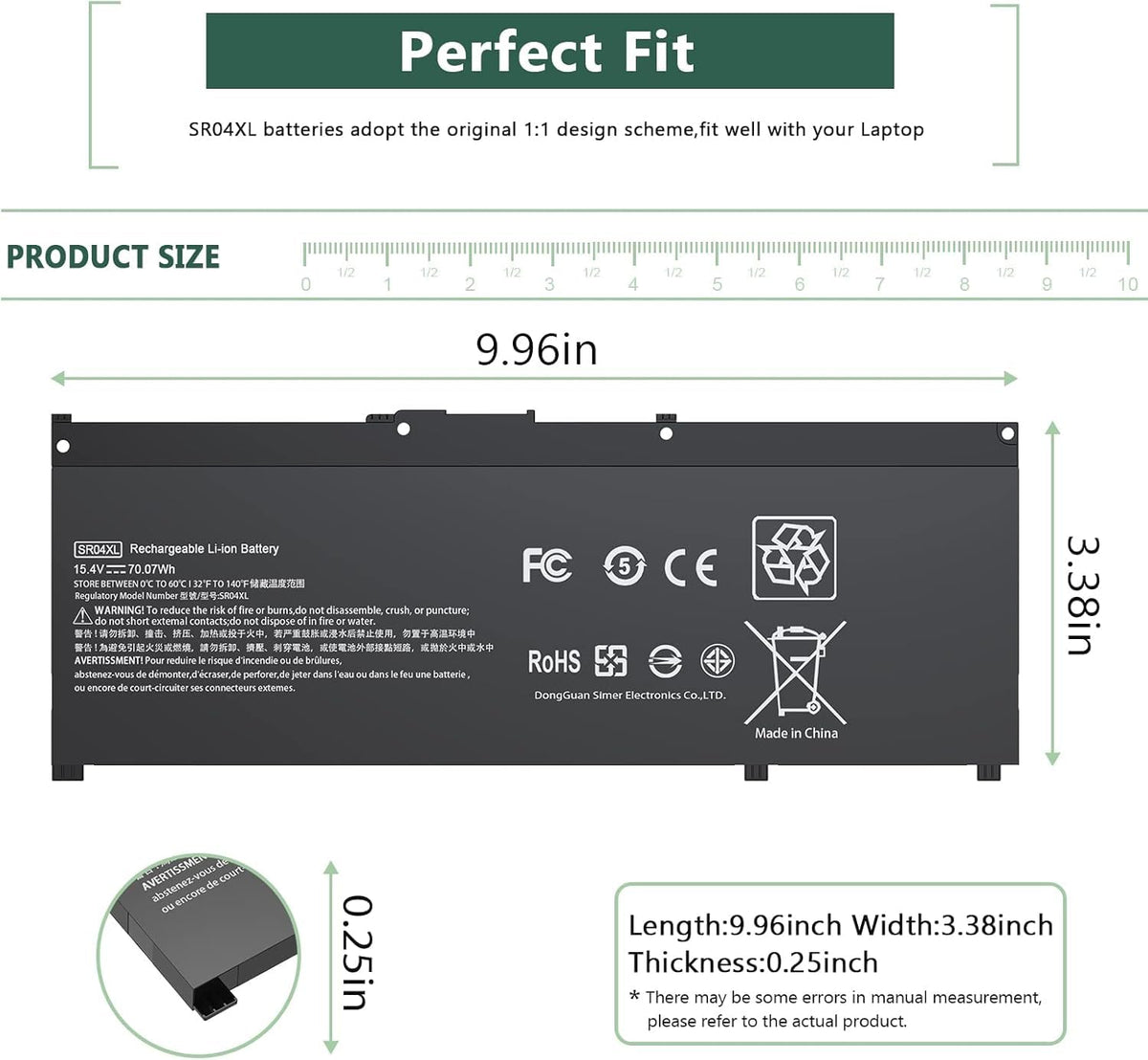 SR04XL SR03XL Battery Compatible With HP Omen 15-CE0XX 15-DC0XX Series 15-CE015DX 15-DC0003LA 15-DC0051NR Pavilion 15-CB0XX 15-CX0XX 15-CB041NR