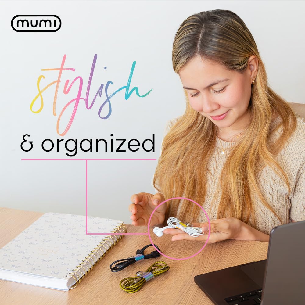 MUMI Holographic Cord Organizer - Stylish Cable Ties and Cord Wraps for Cable Management - Set of 3 Durable 3.1 x 0.78-inch Straps