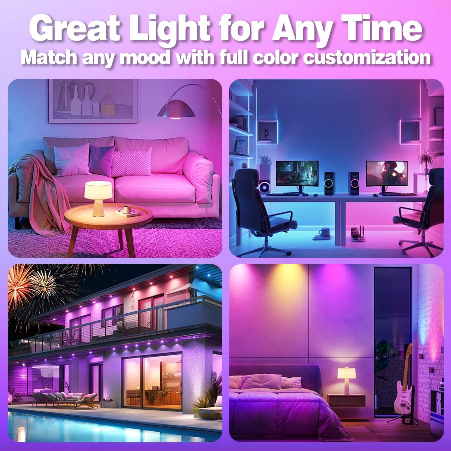 Loopo Tuya Zigbee Smart GU10 LED Light Bulbs 4 Pack, Hub Required, 300LM Dimmable RGB Color Changing Bulbs, Tunable White 2700K-6500K, Works