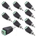 exgoofit RCA Male Plug to AV Screw Terminal Audio/Video Connector 10-Pack, RCA Plugs for Speaker Wire, Solderless Phono RCA Adapter
