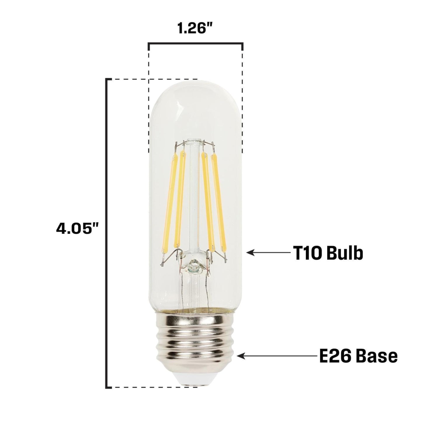 Westinghouse Lighting 5340000 5.5 Watt (75 Watt Equivalent) T10 Dimmable Clear Filament LED Light Bulb, Medium Base