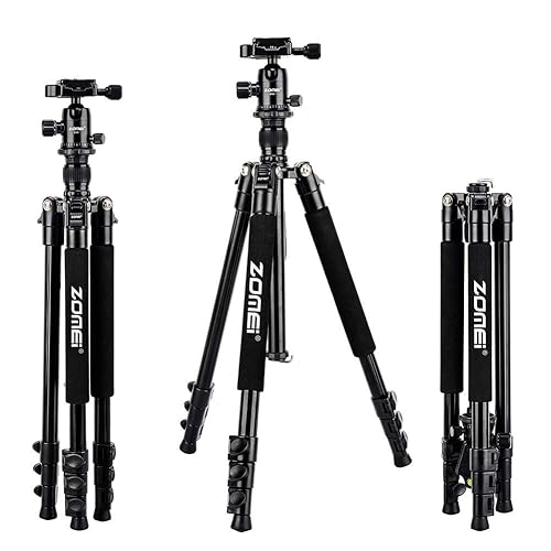 Zomei Q555 62.5'' Camera Tripod,Lightweight and Compact Aluminum Portable Travel Tripod with 360 Degree Ball Head for Vlog Nikon Canon Sony All DSLR