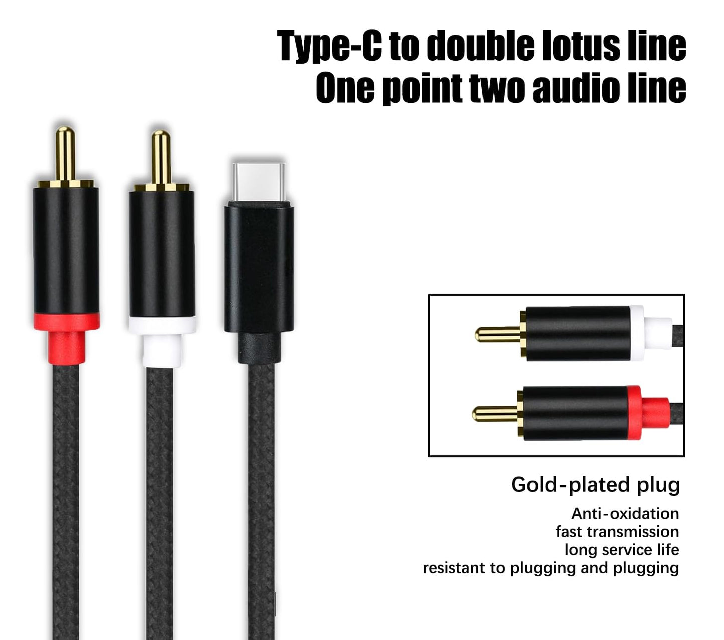 UIGOCLE USB C to RCA Cable Audio Auxiliary Adapter, Stereo Y Splitter Adapter for Select Ideal for Powering Cars, Speakers, etc. ?6.6 Feet?