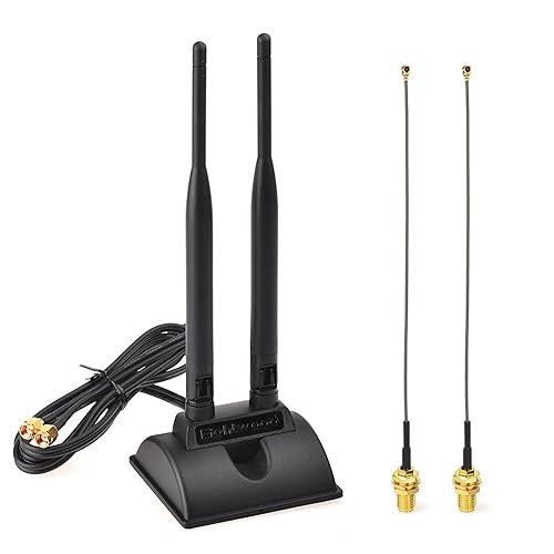 Eightwood 2.4GHz 5GHz Dual Band WiFi Antenna RP-SMA Male Antenna + RP-SMA Female Cable 6 inch (2-Pack) for Mini PCIe Network Card USB WiFi Adapter