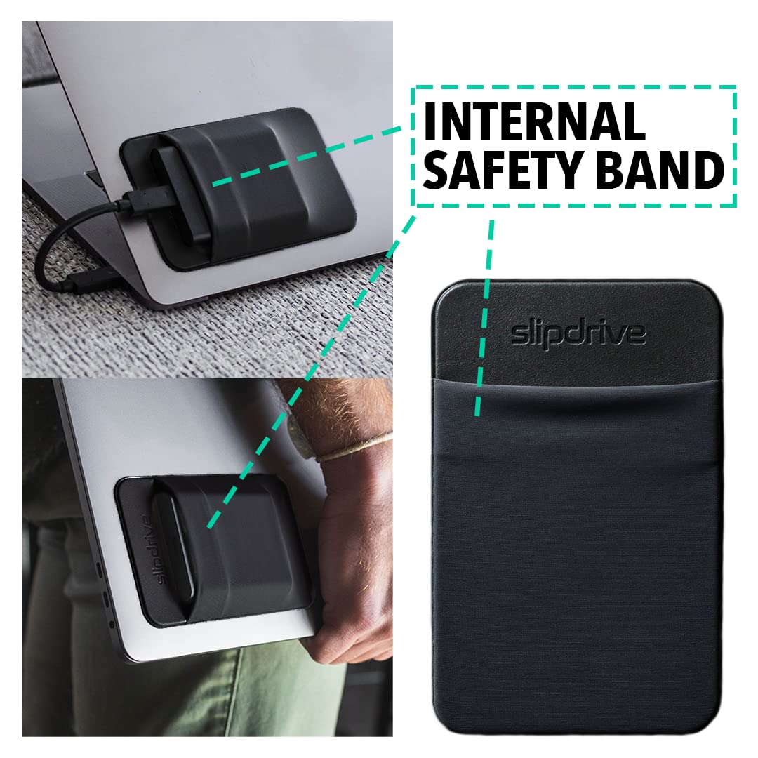 Slipdrive - Portable Hard Drive Sleeve for Laptop - SSD Solid State Drive - Reusable Adhesive - Stick on External Hard Drive Carrying Case - Pocket