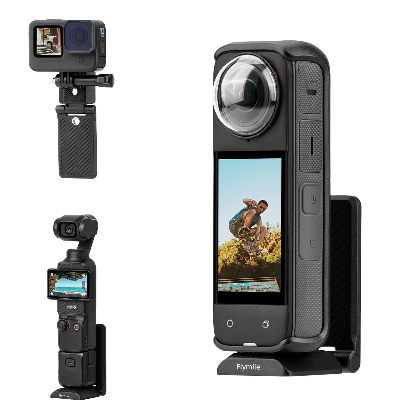 Magnetic Mount for Insta360 X5 X4, L Bracket Magnet Holder Stand Base with 1/4" & Arca QR Adapters for Tripod, for Insta 360 X5 X4 X3, for DJI OSMO