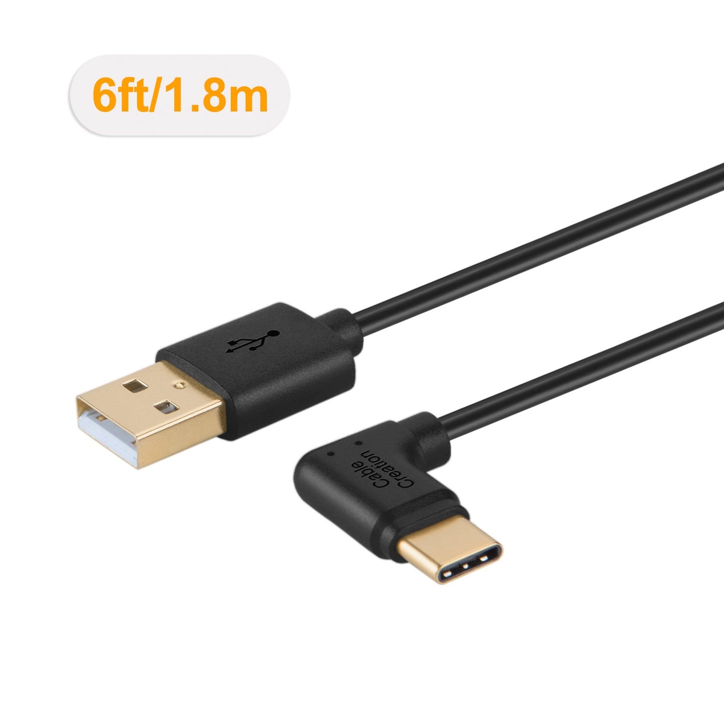 CableCreation USB A to USB C Cable 6FT Angle, 3A USB C to USB A Cable 90 Degree, Type USB C Charger Cable Compatible with Car Carplay, iPhone 15 Pro