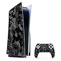 MightySkins Carbon Fiber Gaming Skin for PS5 / PlayStation 5 Bundle - Black Camo | Durable Textured Carbon Fiber Finish | Easy to Apply and Change