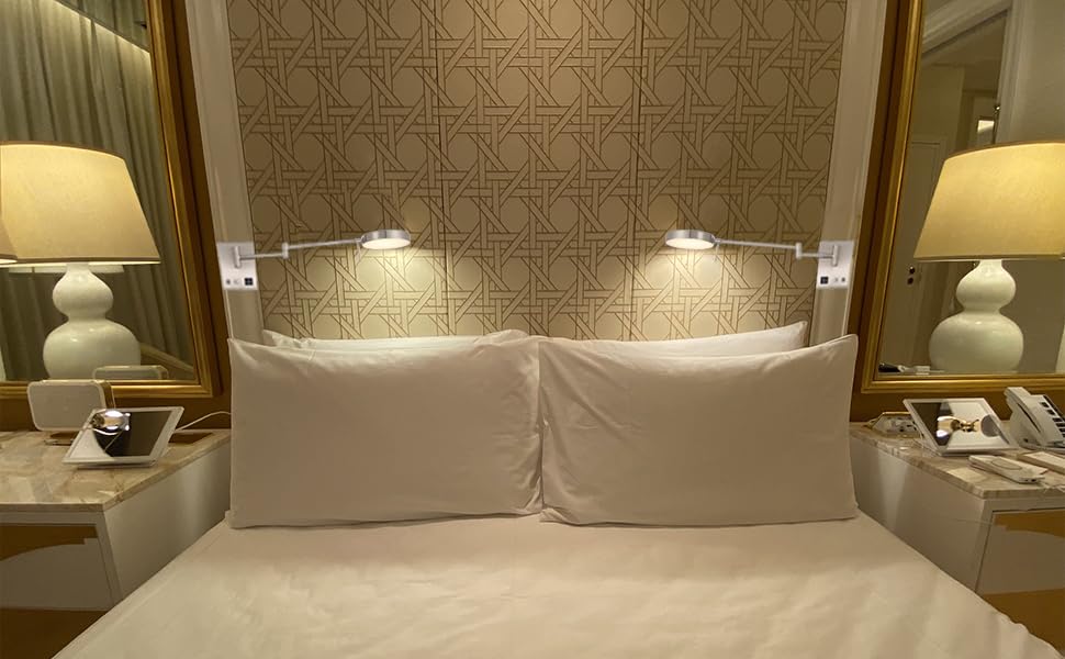 HomeFocus Swing Arm Wall Light,Bedside LED Reading Wall Light,Wall Lamp,Wall Sconces