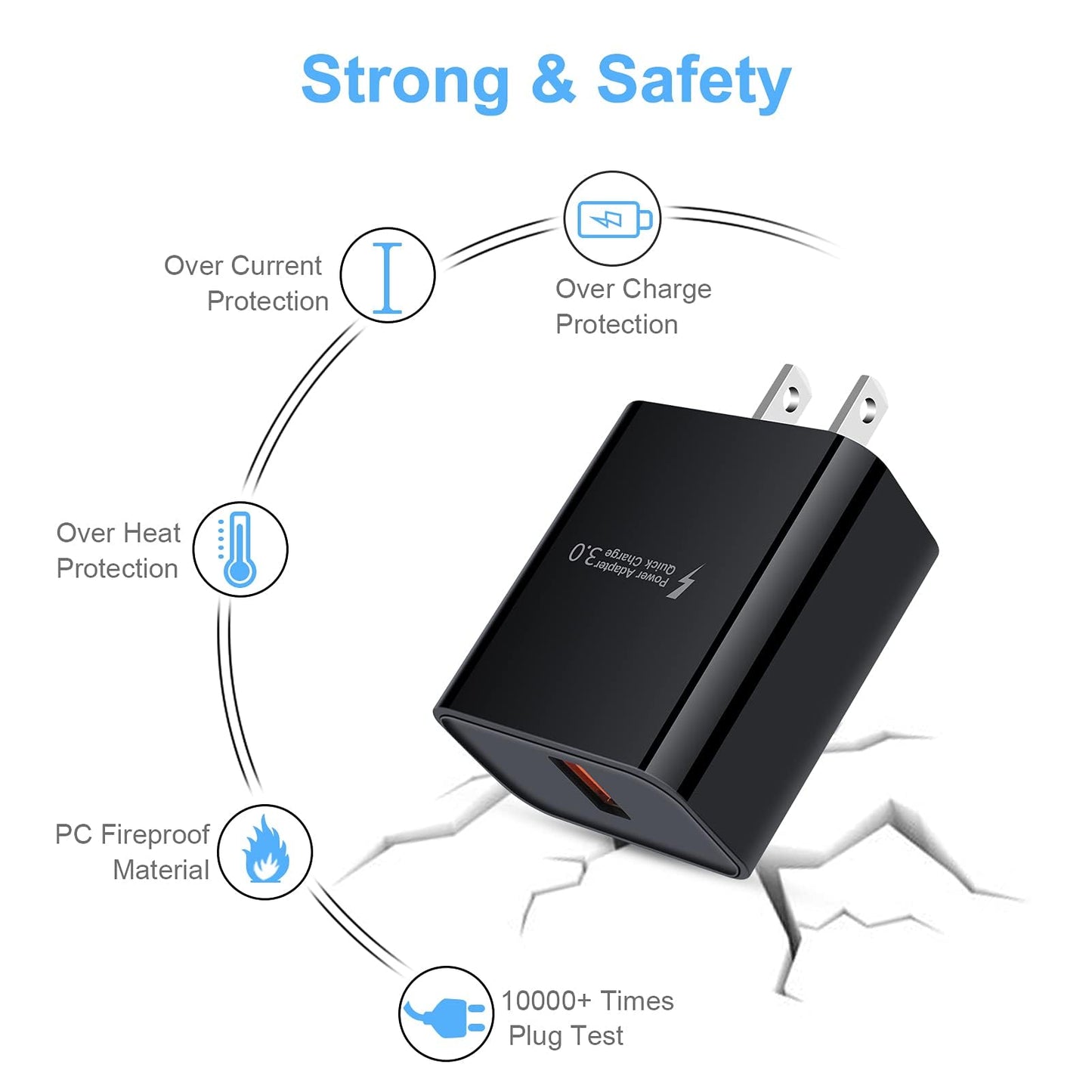 USB Charger Plug,Quick Charge 3.0 Fast Charging Block Wall Charger Cube Box for iPhone,Samsung Galaxy S23 A14 A54 S22 S21 Note20 S10 A10e S9 S8 A53