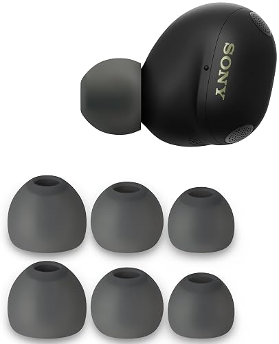 Geiomoo Silicone Eartips for Sony WF-1000XM6 Ear Tips, Replacement Earbuds Earpads (Black, L/M/S)