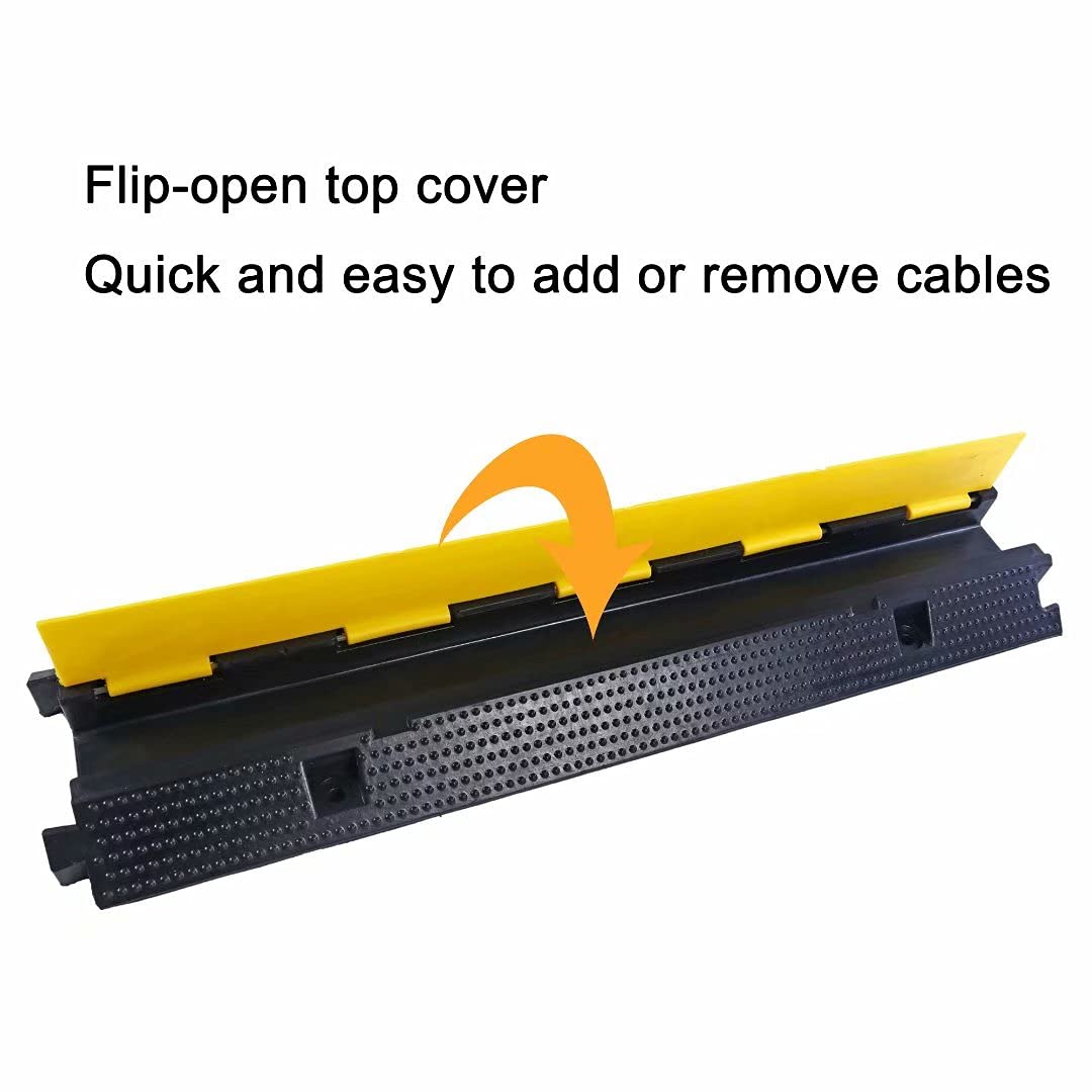 YONSHENG Rubber Cable Ramp Cord Cover Cable Protector Ramps Wire Hose Protective 1 Channel 22000Lbs Load Capacity Traffic Speed Bump for Asphalt