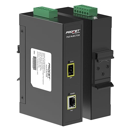 PROCET Gigabit PoE Injector 95W SFP Uplink PoE++ Power Injector DIN Rail, 6KV Surge Protection, -40°F to 149°F for UniFi/Sisco Wireless AP, PTZ AI