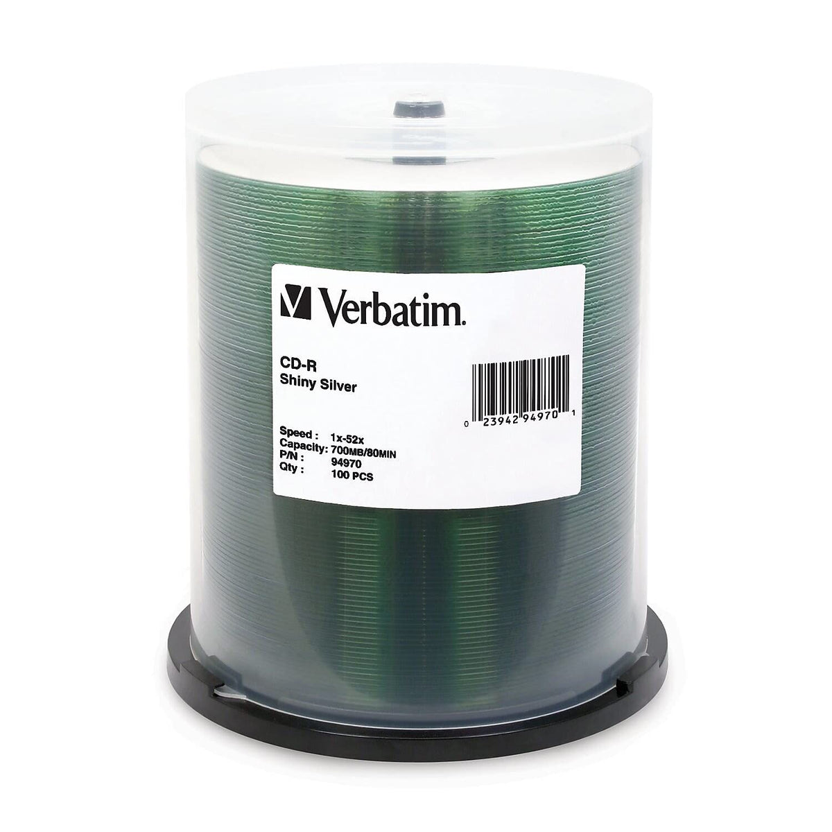 Verbatim CD-R 700MB 52X Shiny Silver Silk Screen Printable, 100 Pack
