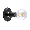 BRIGHTTIA Matte Black Simple Ring Wall Sconce Light - Modern Minimalist Bathroom Vanity and Hallway Lighting - Mid Century Industrial Exposed Bulb
