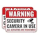 2PC Security Camera In Use Sign, 14 x 10 Inches - Aluminum - Warning All Activities Are Monitored