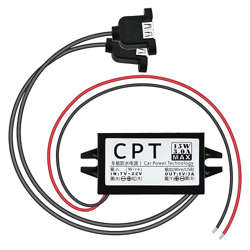 BaYiToo 12V 24V to 5V Dual USB Charging Cable, USB Female DC Converter Adapter Buck Module, Direct Current Converter for Dash Camera Car DVR GPS…